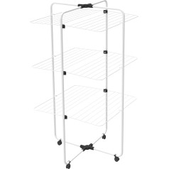 Vileda Adapto 3 Tower Clothes Airer with 3 Levels Modular Joint Easy to Move for Indoor and Outdoor Use Foldable