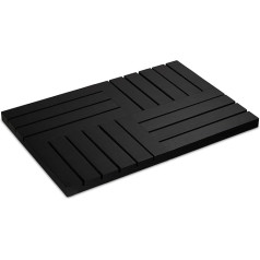 Relaxdays Bamboo Bath Mat, 61 x 40 cm, Non-Slip Shower Mat for Bath, Shower, Sauna, Indoor & Outdoor, Black
