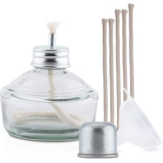 Glass Alcohol Lamp Burner, Classic Bunsen Burner Set New Generation of Laboratory Equipment 150 ml with 5 Free Replacement Wicks, Funnel and Metal Cap