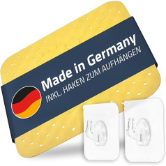 Step Shower Mat, Approx. 54 x 54 cm, Yellow, 100% TPE | Includes 2 Hooks | Free from PVC, Phthalates, Lead, Latex | TÜV Tested | Made in Germany