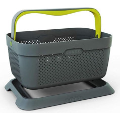 LANCO 21 Litre Sturdy Shopping Basket with Non-Slip Boot Holder (Ergonomic Folding Handle, Washable, Non-Slip, 12 kg Load Capacity, 94% Recycled Plastic) Black