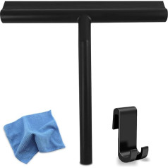 Silicone Glass Cleaner - Window Squeegee for Shower Cubicles, Windows and Mirrors - Streak Free Glass Cleaner with Hanging Hooks - Ideal for Glass and Tiles