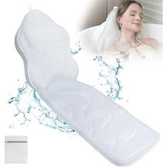 Luxury Full Body Bath Pillow and Pillow - Ultimate Spa Relaxation with Thick Padding, Headrest, Neck and Shoulder Support - Ideal for Bathtub Soaking (White)