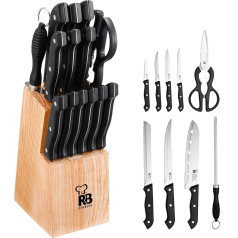 Black handles wood block 1,2 - 1,5 mm thick stainless steel knife block 15tlg. RB-2528