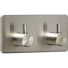 4 x Pandora Double Coat Hooks (90 x 45 x 29 mm) Stainless Steel Rust-Proof Self-Adhesive 3M for Kitchen and Bathroom Hook Rail Wall Hook by SO-TECH®
