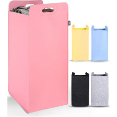 HENNEZ Laundry Basket Felt, Laundry Hamper, Basket Storage, Laundry Sorter, Laundry Chest, Laundry Basket Foldable (Pink)