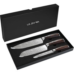 LIN ZHI REN Kitchen Knife Set, Stainless Steel High Carbon Kitchen Knife, 3-Piece Chef's Knife Set with Ergonomic Handle, Chef's Knife with Gift Box