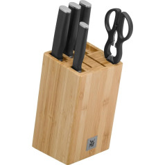 WMF Kineo Knife Block with Knife Set, 6 Pieces, Made in Germany, 4 Knives, Kitchen Scissors, Bamboo Block, Performance Cut, Special Blade Steel