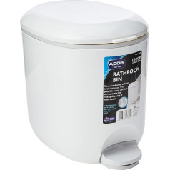 Addis Premium Deluxe Bathroom Pedal Bin 3.5 Litre 29 x 18.5 x 23 cm White/Grey