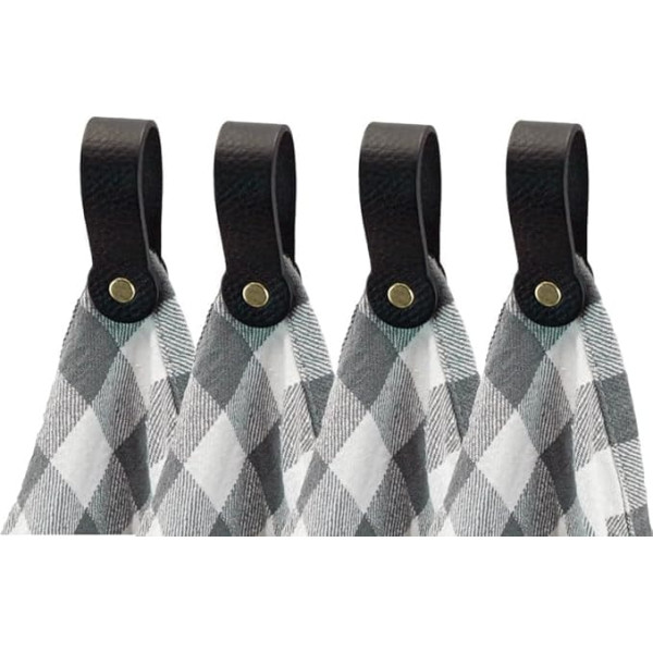 Brute Strength - Magnetic Tea Towel Holder Leather - Black - Pack of 4 - for Kitchen - Kitchen Towel Holder - Dish Towel Hooks
