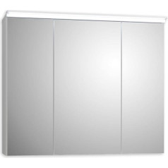 FOUR Bathroom Mirror Cabinet with LED Lighting in White - Bathroom Mirror Cabinet with Lots of Storage Space - 80 x 68 x 23 cm (W x H x D)