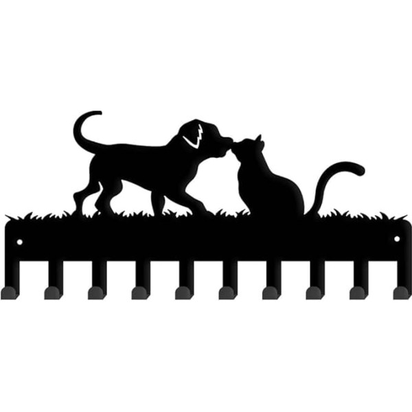 SUPERDANT Dog Cat Kiss Key Holder Kiss Decorative 10 Hooks Key Organiser Wall Mounted Entrance Key Belt Umbrella Hook Personalised Key Holder for Lovers Gift