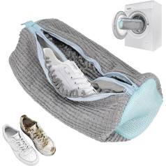 Shoes Wash Bag Trainers, Shoe Wash Bag Washing Machine, Shoe Wash Bag with Two Compartments and Double Zip for More Comprehensive Protection for Trainers, Tennis Shoes (Grey)