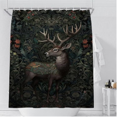 Rustic Deer Shower Curtain, William Morris Elk Shower Curtain, Forest Deer Shower Curtain, Rustic Wildlife, Animals, Jungle, Landscape, Bathroom Decor, Bathroom Sets of 12