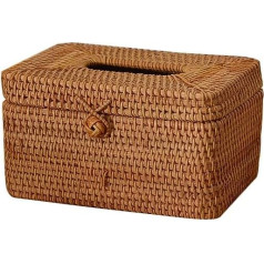 LICHENGTAI Paper Tissue Box Made of Rattan Hand-Woven Cosmetic Tissue Boxes Tissue Holder Paper Holder Box Tissue Storage Case Dispenser Napkin Organiser for Home Office Car Hotel