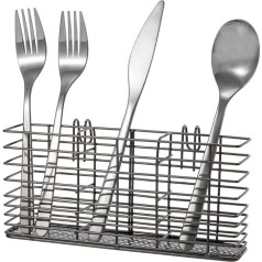SANNO Stainless Steel Utensil Laundry Basket Holder Cutlery Utensil Holder Cutlery Organizer Stainless Steel Rack with Hooks Removable Drainer Cutlery Holder Black