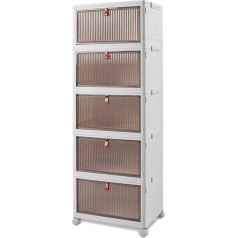 Ergocar Foldable Storage Box, Plastic Storage Box with Lid, Stackable Storage Box, Transparent with Wheels, for Office, Kitchen & Living Room