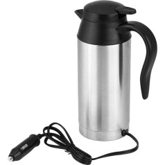 Electric Kettle 304 Stainless Steel 12 V, 750 ml Kettle, 120 W Car Kettle with Cigarette Lighter Heating Cup, Boiler with Automatic Shut-Off, Silver Car