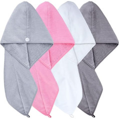 Polyte - Hair Turban Microfibre Hair Towel - 30 x 71 cm (Dark Grey, Grey, Pink, White)