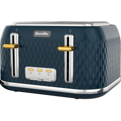 Breville Curve 4 Slice Toaster with High Rise and Wide Slotted Navy and Gold [VTT965]