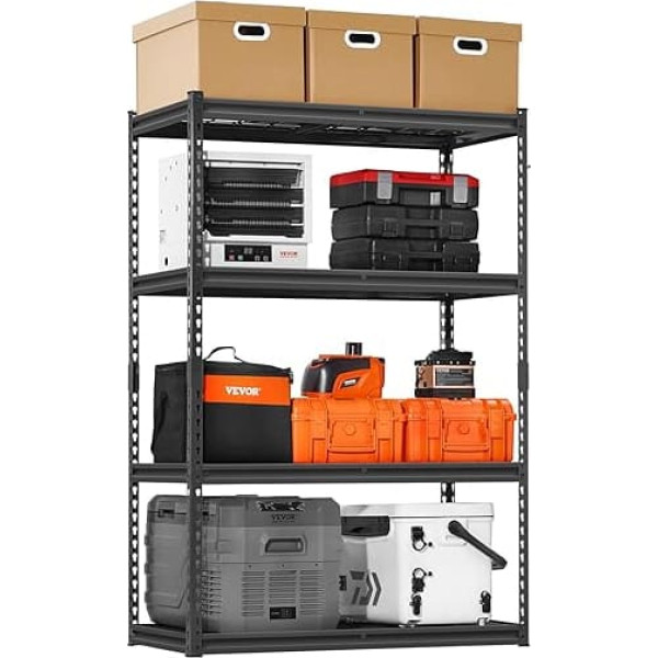 VEVOR Storage Shelves 1096kg 4-Tier Heavy Duty Garage Shelving 508x1016x1524mm Adjustable Metal Shelves for Industrial Shelves Garage Shelf Basement Shelf for Kitchen Warehouse Basement Black