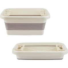 Salter LASAL28763FEU7 Stackable Laundry Basket - Folding Laundry Basket, Folding Storage Bin, Organiser Tub, Carry Handles, Space-saving, Lock & Stack Function, Warm Harmony, 36L, Cream/Grey