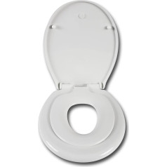 Woltu WS2584 Premium Toilet Seat, with Integrated Child Seat, Slow-Close Mechanism, Plastic, Magnet-Anschluss, Antibacterial, White