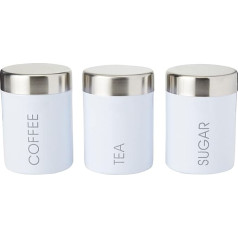 Premier Housewares Liberty Tea, Coffee and Sugar Canisters - Set of 3 - White