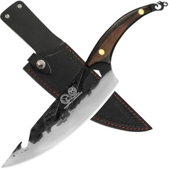 XYJ Full Tang 8 Inch Slice Chef's Knife, Slaughter Knife, Meat Knife, Cutting Tools for Vegetables, Breast, Fish with Protective Cover & Pocket Knife & Whetstone