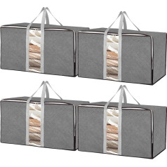 4 Pack Extra Large Storage Bags with Zippers, Clear Moving Boxes with Lids for Clothes, Duvets, Laundry, Moving Under Bed Organizer