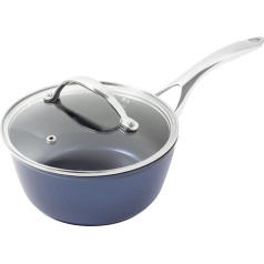 Blackmoor 67459 Blue Pro 18 cm Saucepan with Lid, Non-Stick Coating, High Gloss, 5-Layer Hybrid Stone Coating, Forged Aluminium Construction, Cool Touch Stainless Steel Handle, Oven-Safe up to 220°C