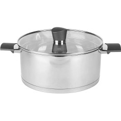 Russell Hobbs RH01168EU7 Excellence 24 cm Stockpot - Stainless Steel Cooking Pot, Glass Lid, Induction Safe, Pouring Lip, Highly Polished, PFOA Free, 4.8 Litre Capacity, Soups and Stews