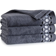 ZWOLTEX Design Hand Towel Sets - Bath Towel - Hand Towel - Guest Towel | Border with Dots I 100% Egyptian Cotton I Zen 2 Collection - Zen 2 Graphite-K64-5951 2X (70 x 140)