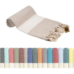 KZY LONDON Sauna Towel, Hammam Towel, Sauna Towel, Beach Towel, Bath Towel, Shower Towel, Picnic Blanket, 100% Cotton, Extra Light, XXL, 100 x 180 cm, Women and Men (1, Beige)