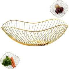 YANJIY Metal Fruit Bowl, Fruit Basket Gold Round, Fruit Basket Made of Iron, Hollow Fruit Basket, Fruit Basket Gold, Fruit Basket Vintage, for Fruit, Vegetables, Small Items, Decoration