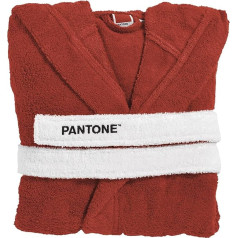 Pantone™ Terry Towelling Bathrobe for Men and Women with Hood and Large Pockets 100% Cotton Oeko-Tex Certified 400 GSM Bathrobe for Men and Women Soft and Absorbent with Hooks, Barn Red