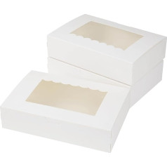 KEYIDO Cookie Boxes with Window, 8.5 x 5.5 x 2 Inch Empty Gift Packaging Boxes, White Cardboard Bakery Boxes for Muffins, Pastries, Cupcakes, Candies, Cakes, Party Favors, Pack of 20