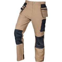 Neo Tools Mix&Match darba bikses, 4 veidu elastīgas, ar kabatām, ar Cordura stiprinājumiem, bēšs un melns, izmērs