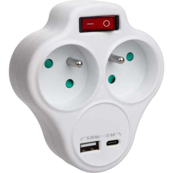 Strāvas ligzda x2 usb mce336 e tipa