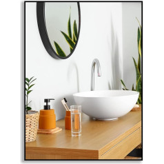 RAMIX Wall Mirror in Powder-Coated Aluminium Frame Black Loft Rectangular Round Living Room Bedroom Bathroom Dressing Room Hallway (Black, K1 - 50 x 40 cm)