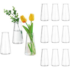 Glasseam Small Glass Vase for Wedding: Pack of 12 Vases Small Glass Vases Set for Party Home Kitchen Room Living Room Table Decoration - Clear Flower Vases Set for Birthday Gift