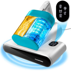 CLEANmaxx Mite Vacuum Cleaner Rotation with UV-C Light & HEPA Filter for Allergy Sufferers | Handheld Vacuum Cleaner for Mattresses | Ultrasonic & Heat Function | Powerful: Destroys 99.9% Mites