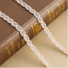Vintage Lace Ribbon Border, Self-Adhesive Lace, Beige Cotton Decorative Ribbon, Lace Fabric Lace Trim, Lace Ribbon for Crafts, Scrapbooking, Gift Box, Wedding, Decoration, 9.5 m (1 cm)