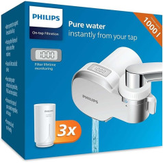 Philips Water Ontap Filter AWP3705P3/10 Micro Filtration with Digital Display and 3 Replacement Cartridges, 1000 L Filtration Capacity