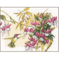 Lanarte Counted Cross Stitch Kit: Colibri & Flowers (Evenweave), NA, 38 x 30cm