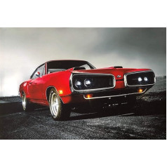 LED Picture with Lighting LED Canvas Picture 65 x 45 cm Luminous Picture US Car / Vintage Car Wall Picture
