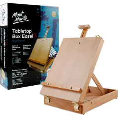 Mont Marte Adjustable Easel Wooden Table Easel Suitcase Easel, Portable Painting Easel, Easel with Storage Space for Brushes, Colours and Drawing Utensils