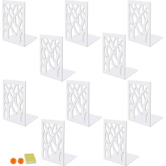 DIFIT Bookends, 5 Pairs (= 10 Pieces) Metal Bookends, White Bookend Book Holder, Book Holder for Shelves, Bookends for Office/School/Home, Bookends for Shelves, 12 x 9 x 16 cm