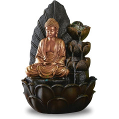 ZEN'LIGHT Indoor Fountain Buddha Hartha Decoration Zen and Feng Shui Original Gift Buddha LED Lighting Multicoloured Quiet Pump L 27 x W 27 x H 40 cm