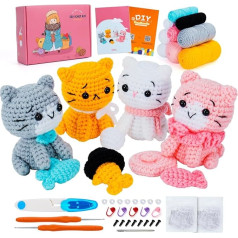 Crochet Set for Beginners Cat Crochet Animal Kit Complete Animal Crochet with Step by Step Video Tutorials Crochet Knitting Cat Crochet Starter Kit Animal Set Beginners Crochet Cat (Crochet Cat)